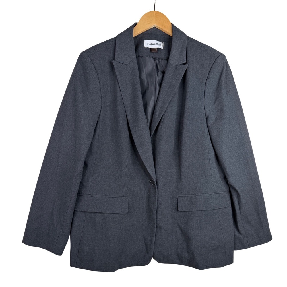 Calvin Klein‎ One Button Blazer size 16 Dark Gray